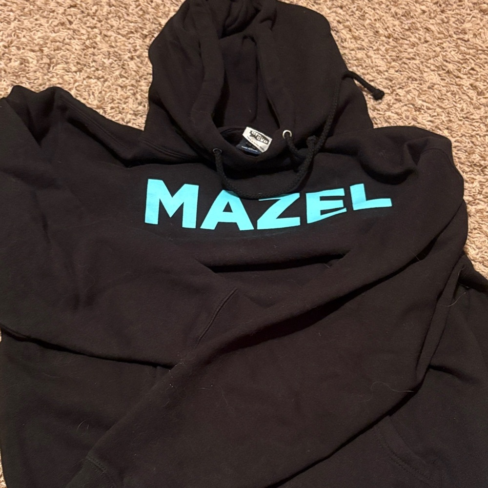 Bravo Black Hoodie with Blue 'Mazel' Print